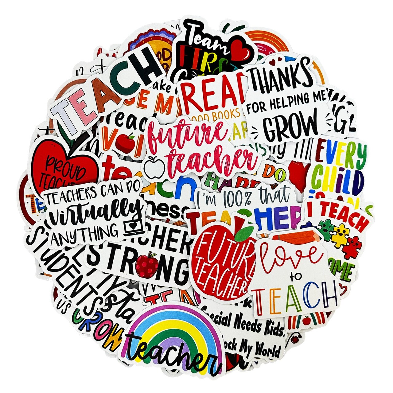 Wrapables Waterproof Vinyl Stickers for Water Bottles, Laptop, Phones, Skateboards, Decals for Teens, 110pcs Teachers Rule